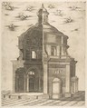 Exterior and interior section of a temple in Rome dedicated to Neptune, Giulio Bonasone Italian, Engraving