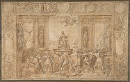 Study for The Allegory of Spring, Federico Zuccaro (Zuccari) (Italian, Sant'Angelo in Vado 1540/42–1609 Ancona), Pen and brown ink, over red chalk and black chalk, brush and brown wash, highlighted with white gouache