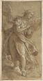 A Standing Angel and two Cherubs, Ascribed to Federico Zuccaro (Zuccari) (Italian, Sant'Angelo in Vado 1540/42–1609 Ancona), Pen and brown ink, brush with brown ink, highlighted with white gouache