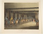Horse Armoury, Tower of London, Designed and etched by Thomas Rowlandson (British, London 1757–1827 London), Hand-colored etching and aquatint