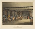 Horse Armoury, Tower of London, Designed and etched by Thomas Rowlandson (British, London 1757–1827 London), Hand-colored etching and aquatint
