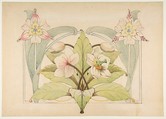 Design with Flowers, Anonymous, French, 19th century, Watercolor over graphite