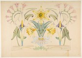 Flower Design: Daffodils and Calla Lilies, Anonymous, French, 19th century  French, Watercolor and gouache, over graphite