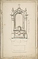 Design for an Altar, with Elevation and Ground Plan, Anonymous, French, 18th century, Pen and black and gray ink, brush and gray and blue wash