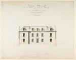 Design for the Exterior Façade of the Country House of Monsieur Blaney, Belleville (recto); Design for façade (verso), Anonymous, French, 18th century, Pen and brown ink, watercolor; Scale in pieds at bottom