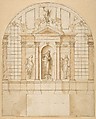 Design for an Altarpiece, Anonymous, French, 18th century, Pen and brown ink, brush and brown and rose wash