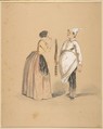 A Lady and Her Cook, Anonymous, French, 19th century  French, Graphite, watercolor, and gouache