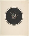 Design for a brooch with a bird motif, Anonymous, French, 19th century French, Gouache on cardboard