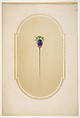 Design for a pin with a blue scarab, Anonymous, French, 19th century French, Ink and watercolor on cardboard