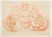 Design with Winged Female Figure, Anonymous, French, 19th century French, Red chalk on laid paper