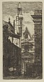 The Church of St. Etienne-du-Mont, Paris, Charles Meryon French, Etching and drypoint on green laid paper; fourth state of eight