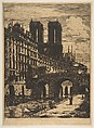 The Petit Pont, Paris, Charles Meryon French, Etching and engraving on wove paper; first of nine states
