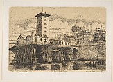 The Nôtre-Dame Pump, Paris, from "Etchings of Paris", Charles Meryon French, Etching on chine collé; eighth state of ten