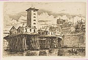 The Nôtre-Dame Pump, Paris, Charles Meryon French, Etching on laid paper; eighth state of ten