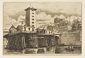 The Notre-Dame Pump, Paris, Charles Meryon French, Etching; sixth state of ten