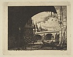 Archway, Pont Nôtre-Dame, Paris, from "Etchings of Paris", Charles Meryon French, Etching on green laid paper; fourth (final) state