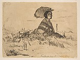 En plein soleil, James McNeill Whistler American, Etching, printed in black ink on buff chine on white wove paper (chine collé); third state of three (Glasgow)