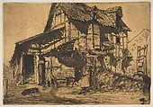 The Unsafe Tenement (The Old Farm), James McNeill Whistler  American, Etching, printed in black ink on tan (darkened) chine on white wove paper (chine collé); third state of four (Glasgow)