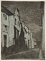 Street at Saverne, James McNeill Whistler (American, Lowell, Massachusetts 1834–1903 London), Etching and open bite or sandpaper ground, printed in black ink on blue chine on off-white wove paper (chine collé); third state of four (Glasgow)