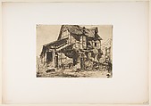 The Unsafe Tenement (The Old Farm), James McNeill Whistler (American, Lowell, Massachusetts 1834–1903 London), Etching, printed in black ink on gray chine on white wove paper (chine collé); third state of four (Glasgow)