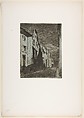 Street at Saverne, James McNeill Whistler (American, Lowell, Massachusetts 1834–1903 London), Etching and open bite or sandpaper ground, printed in black ink on blue chine on off-white wove paper (chine collé); third state of four (Glasgow)