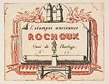 Address-card of the printseller, Rochoux, Charles Meryon  French, Etching from two plates; first state of five