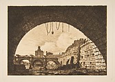 Le Pont-neuf et la Samartaine de dessous la première arche du Pont-au-Change (Pont-neuf and the Samartaine seen from under the first arch of the Pont-au-Change, Paris, after Nicolle), Charles Meryon  French, Etching with engraving