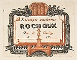 Address-card of the printseller, Rochoux, Charles Meryon French, Etching from two plates; fifth state of five