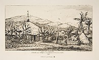 New Caledonia: Large native hut on the road from Balade to Puebo, 1845, from "The Voyage to New Zealand (1842–46)", Charles Meryon  French, Etching