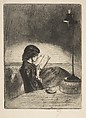 Reading by Lamplight, James McNeill Whistler American, Etching and drypoint, printed in black ink on fine ivory oriental laid paper; third state of three (Glasgow)