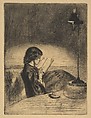 Reading by Lamplight, James McNeill Whistler American, Etching and drypoint, printed in black ink on fine tan fibrous oriental paper; third state of three (Glasgow)