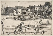 Black Lion Wharf, James McNeill Whistler  American, Etching; fourth state of four (Glasgow), printed in black ink on fine off-white laid Japan paper