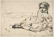 Bibi Valentin, James McNeill Whistler American, Etching and drypoint, printed in black ink on medium weight dark ivory Japan; second state of two, from the damaged plate (Glasgow)