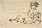 Bibi Valentin, James McNeill Whistler American, Etching and drypoint, black ink on fine ivory laid Japan; second state of two, from the damaged plate (Glasgow)