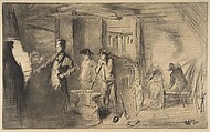 The Forge, James McNeill Whistler American, Drypoint, printed in black ink on cream wove paper; sixth state of six (Glasgow)