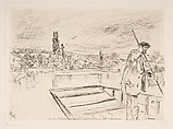 The Punt, James McNeill Whistler (American, Lowell, Massachusetts 1834–1903 London), Etching and drypoint on ivory chine mounted on heavy cream wove paper (chine collé); fourth state of six (Glasgow)