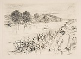 Sketching No. 1, James McNeill Whistler (American, Lowell, Massachusetts 1834–1903 London), Etching and drypoint on cream chine collé; third state of six (Glasgow)