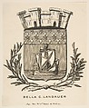 Coat-of-Arms Symbolizing the City of Paris; Bookplate of Bella C. Landauer, Charles Meryon  French, Etching on laid paper