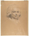 Head of a Man, Claude Jean-Baptiste Hoin (French, Dijon 1750–1817 Dijon), Charcoal, stumped, black chalk, heightened with white, on beige paper