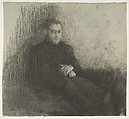 Seated Male Figure with Folded Hands, Edouard Vuillard (French, Cuiseaux 1868–1940 La Baule), Black chalk