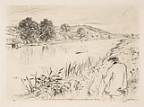 Sketching, No. 1, James McNeill Whistler (American, Lowell, Massachusetts 1834–1903 London), Etching and drypoint on cream chine mounted on ivory wove (chine collé); fourth state of six (Glasgow)