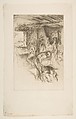 The Little Forge (The Little Forge, Liverpool), James McNeill Whistler (American, Lowell, Massachusetts 1834–1903 London), Drypoint, printed in black ink on ivory laid paper removed from a book; seventh state of sixteen (Glasgow)