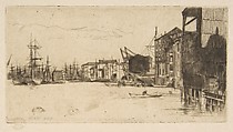 Free Trade Wharf, James McNeill Whistler (American, Lowell, Massachusetts 1834–1903 London), Etching and drypoint, printed in black ink on fine ivory Japan; fourth state of eight (Glasgow) as published by the Fine Art Society