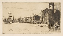 Free Trade Wharf, James McNeill Whistler (American, Lowell, Massachusetts 1834–1903 London), Etching and drypoint; fourth state of eight (Glasgow) as published by the Fine Art Society; printed in black ink on ivory laid paper