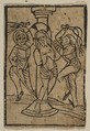 The Flagellation, Anonymous, German, 15th century , second third German, Woodcut, cut from a larger sheet showing the passion