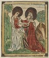 The Visitation, Anonymous, German (Swabian) , ca. 1460, Woodcut, hand-colored