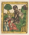 Christ on the Mount of Olives, Anonymous, German, 15th century , West Swabian ca. 1450 German, Woodcut, hand-colored