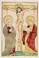 Christ on the Cross with the Virgin and Saint John, Anonymous, German, Swabia, 15th century German, Woodcut, hand-colored