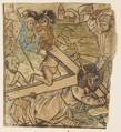 Christ's Fall Carrying the Cross, one of the "Seven Falls of Christ", Anonymous, German, 15th century , ca. 1490 German, Woodcut, hand-colored