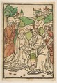 Christ Taking Leave of His Mother, Anonymous, German, 15th century , ca. 1480 German, Woodcut, hand-colored